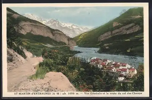 AK St-Martin-d`Entraunes, Vue générale et la route du col des Champs