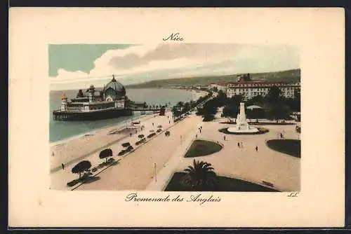 AK Nice, Promenade des Anglais et vue sur la mer