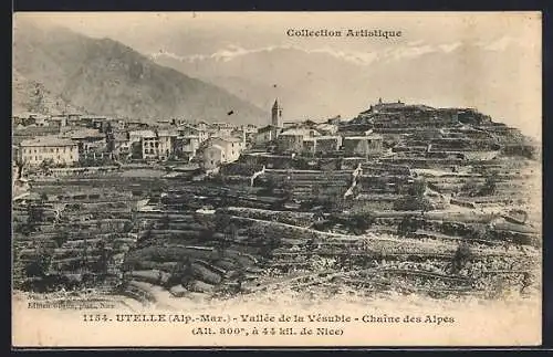 AK Utelle, Vallée de la Vésubie et chaîne des Alpes (Alt. 800 m, à 44 km de Nice)