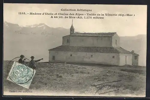 AK Utelle, Madone et chaîne des Alpes dans la vallée de la Vésubie