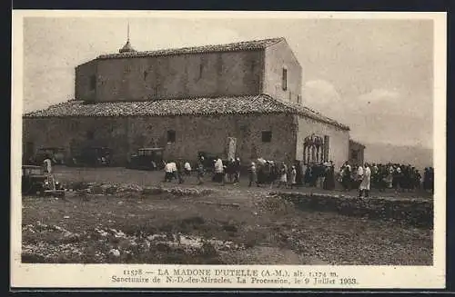 AK Utelle, Sanctuaire de N.-D. des Miracles, La Procession du 9 Juillet 1923