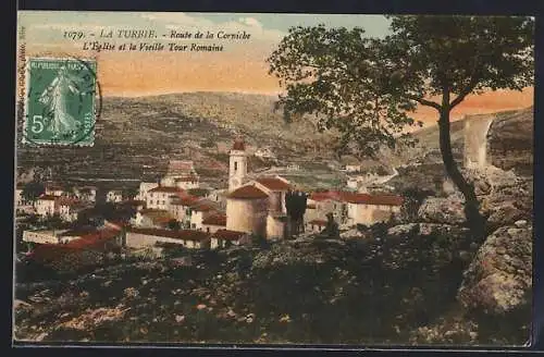 AK La Turbie, L`Église et la Vieille Tour Romaine