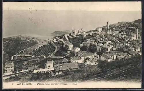 AK La Turbie, Panorama et vue sur Monaco