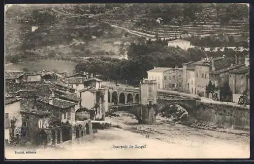 AK Sospel, Vue du pont et des bâtiments environnants