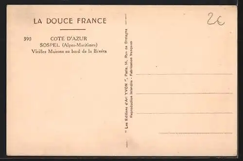 AK Sospel, Vieilles Maisons au bord de la Bévéra