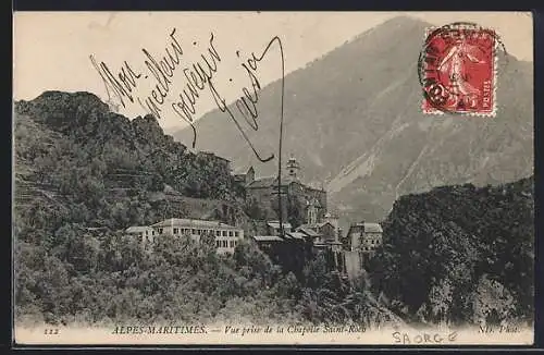 AK Saorge, Vue prise de la Chapelle Saint-Roch dans les Alpes-Maritimes