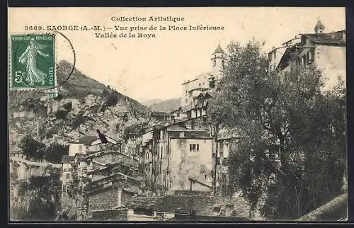 AK Saorge, Vue prise de la Place Inférieure, Vallée de la Roya
