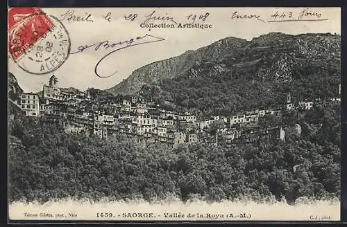AK Saorge, Vue du village dans la vallée de la Roya