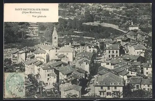 AK Saint-Sauveur-sur-Tinée, Vue générale du village pittoresque dans les Alpes-Maritimes