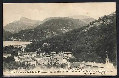AK Saint-Martin-du-Var, La vallée de l`Estéron et vue sur les montagnes (Alpes-Maritimes)