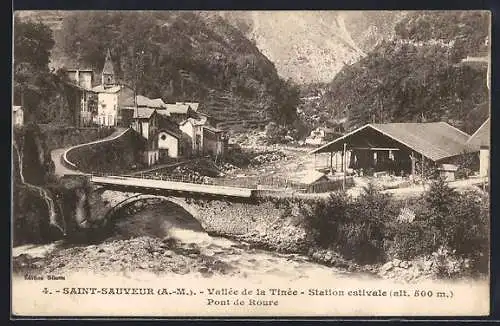 AK Saint-Sauveur, Vallée de la Tinée, Station estivale et Pont de Roure (alt. 500 m)