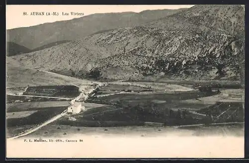 AK Saint-Auban, Les Viviers et paysage montagneux