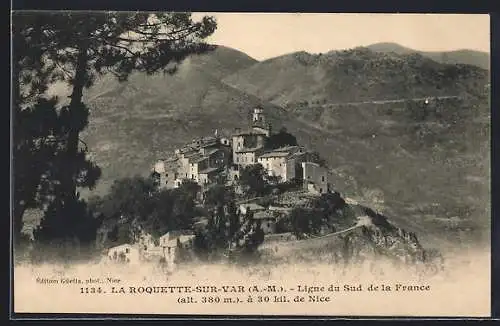 AK La Roquette-sur-Var, Ligne du Sud de la France à 380 m d`altitude et 30 km de Nice