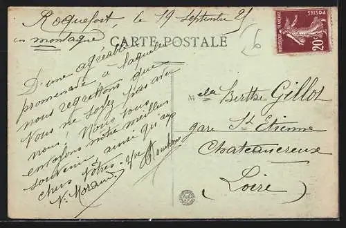 AK Roquefort, Église du Sacré-Coeur et son clocher imposant