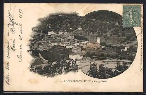AK Roquesteron-Puget, Vue générale du village en perspective aérienne