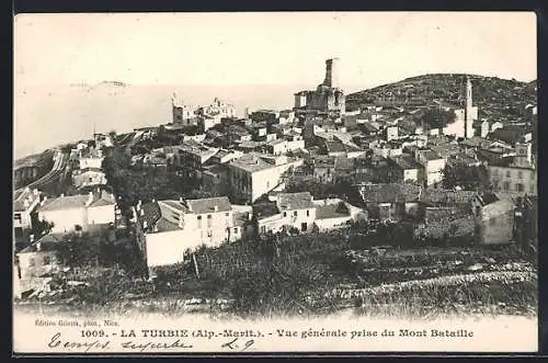 AK La Turbie, Vue générale prise du Mont Bataille
