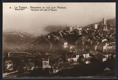 AK La Turbie, Panorama et vue sur Monaco