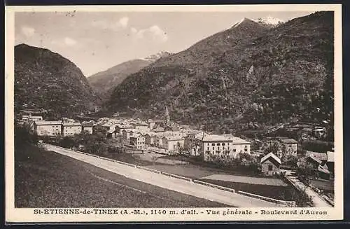 AK Saint-Étienne-de-Tinée, Vue générale du village et Boulevard d`Auron