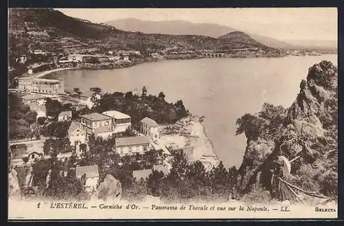 AK Théoule, Panorama et vue sur la Napoule depuis la Corniche d`Or