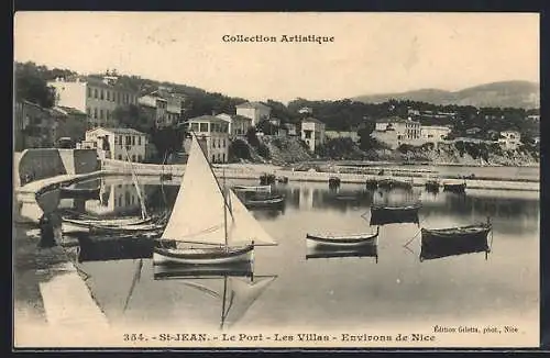 AK Saint-Jean-Cap-Ferrat, Le port et les villas élégantes au bord de mer