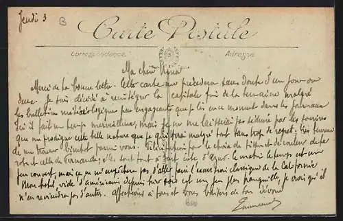 AK Cannes, Rue Félix-Faure avec statue et palmiers