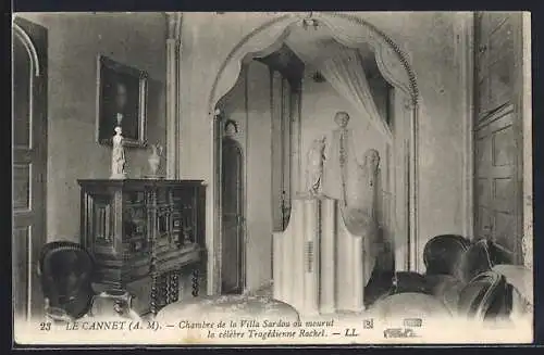 AK Le Cannet, Chambre de la Villa Sardou où mourut la célèbre Tragédienne Rachel