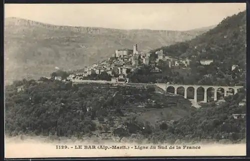 AK Le Bar, Ligne du Sud de la France et viaduc en arrière-plan