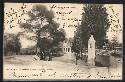 AK Vallauris, Chapelle Notre Dame des Grâces et allée arborée