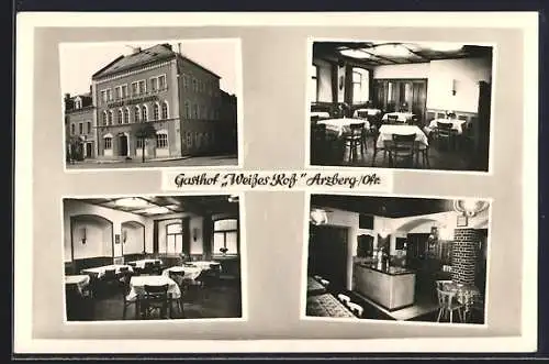 AK Arzberg /Ofr., Gasthof Weisses Ross mit Innenansichten