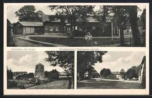 AK Brekendorf / Schlesw.-Holst., Gasthaus zur Eiche, Strassenpartie