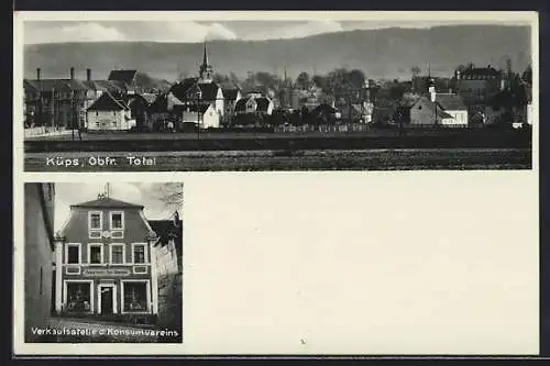 AK Küps /Obfr., Verkaufsstelle des Konsumvereins, Totalansicht