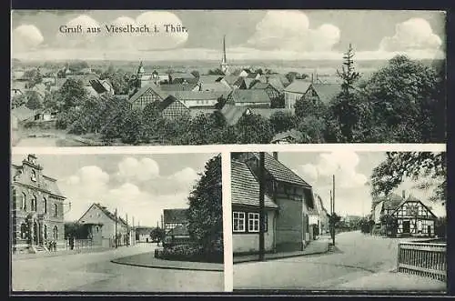 AK Vieselbach i. Thür., Ortsansicht mit Strassenpartie