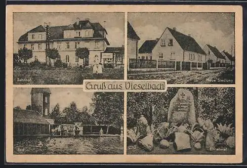 AK Vieselbach, Bahnhof, Bad, Neue Siedlung