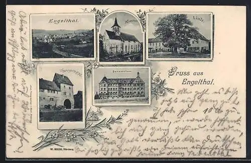 AK Engelthal / Mfr., Linde, Sanatorium, Thorgruppe, Kirche