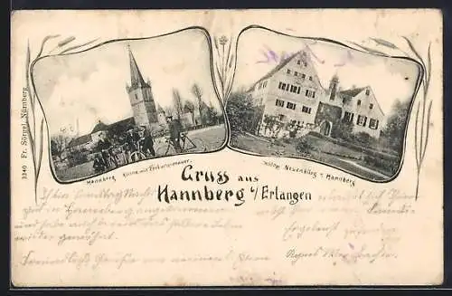 AK Hannberg / Mfr, Kirche mit Festungsmauer, Schloss Neuenbürg