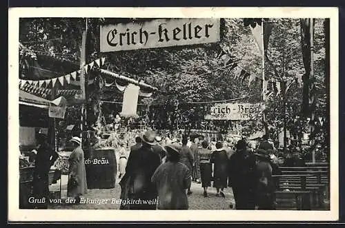 AK Erlangen, Volksfest Erlanger Bergkirchweih, Gasthof Erich-Keller