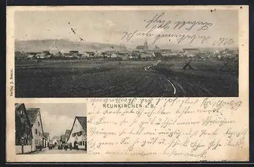 AK Neunkirchen a. B., Strassenpartie im Ort und Blick auf den Ort