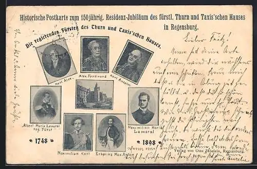 AK Die regierenden Fürsten des Thurn und Taxis`schen Hauses, Residenz-Jubiläum 1898