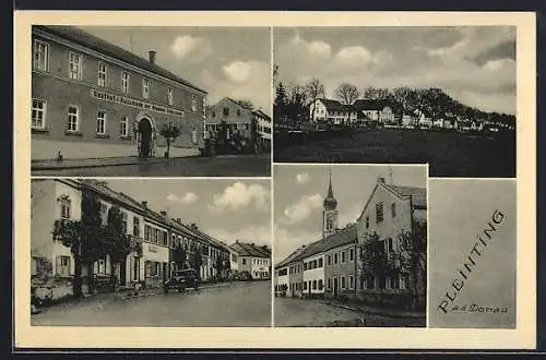AK Pleinting a. d. Donau, Gasthof der Brauerei Aldersbach und Partien im Ort