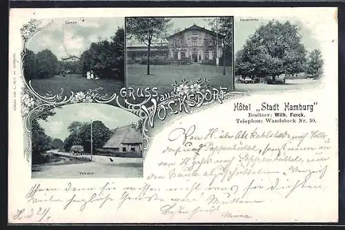AK Hamburg-Volksdorf, Hotel Stadt Hamburg, Friedenseiche, Ortspartie