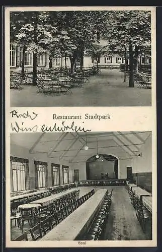 AK Schweinfurt a. M., Restaurant Stadtpark von Carl Freiberger