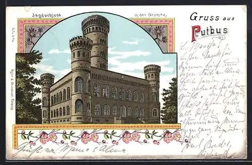 Lithographie Putbus, Jagdschloss in der Granitz