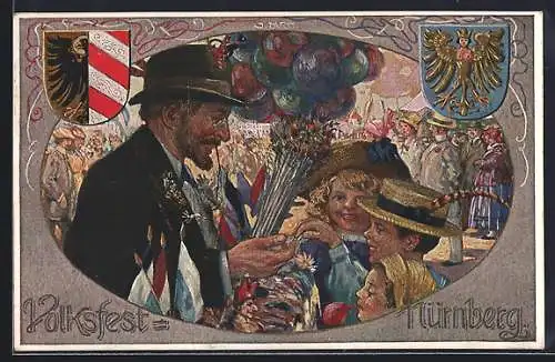 Lithographie Nürnberg, Verkäufer auf dem Volksfest