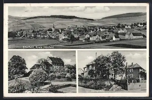 AK Eiterfeld /Hünfeld, Amtsgericht und Blick auf den Ort aus der Vogelschau