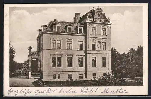 AK Grosshesselohe, Villa mit Garten