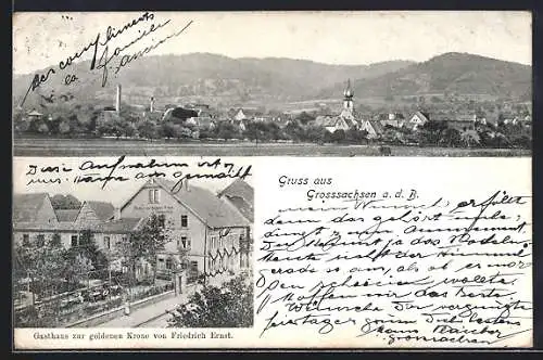 AK Grosssachsen, Gasthaus zur goldenen Krone, Totalansicht