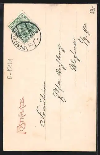 AK Vieselbach, Ortspartie, Pferdewagen