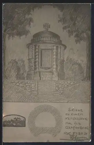 Künstler-AK Gräfenberg, Skizze zu einem Kriegerdenkmal