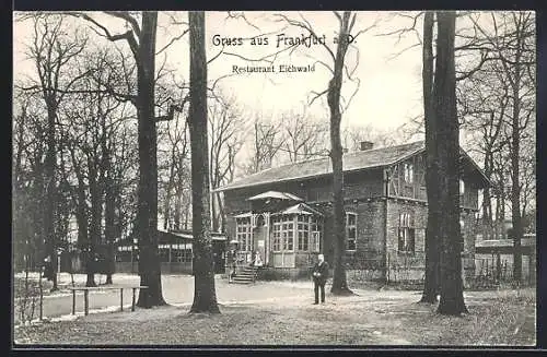 AK Frankfurt a. O., Restaurant Eichwald, Blick auf den Eingang