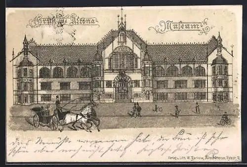 Lithographie Hamburg-Altona, Blick auf das Museum